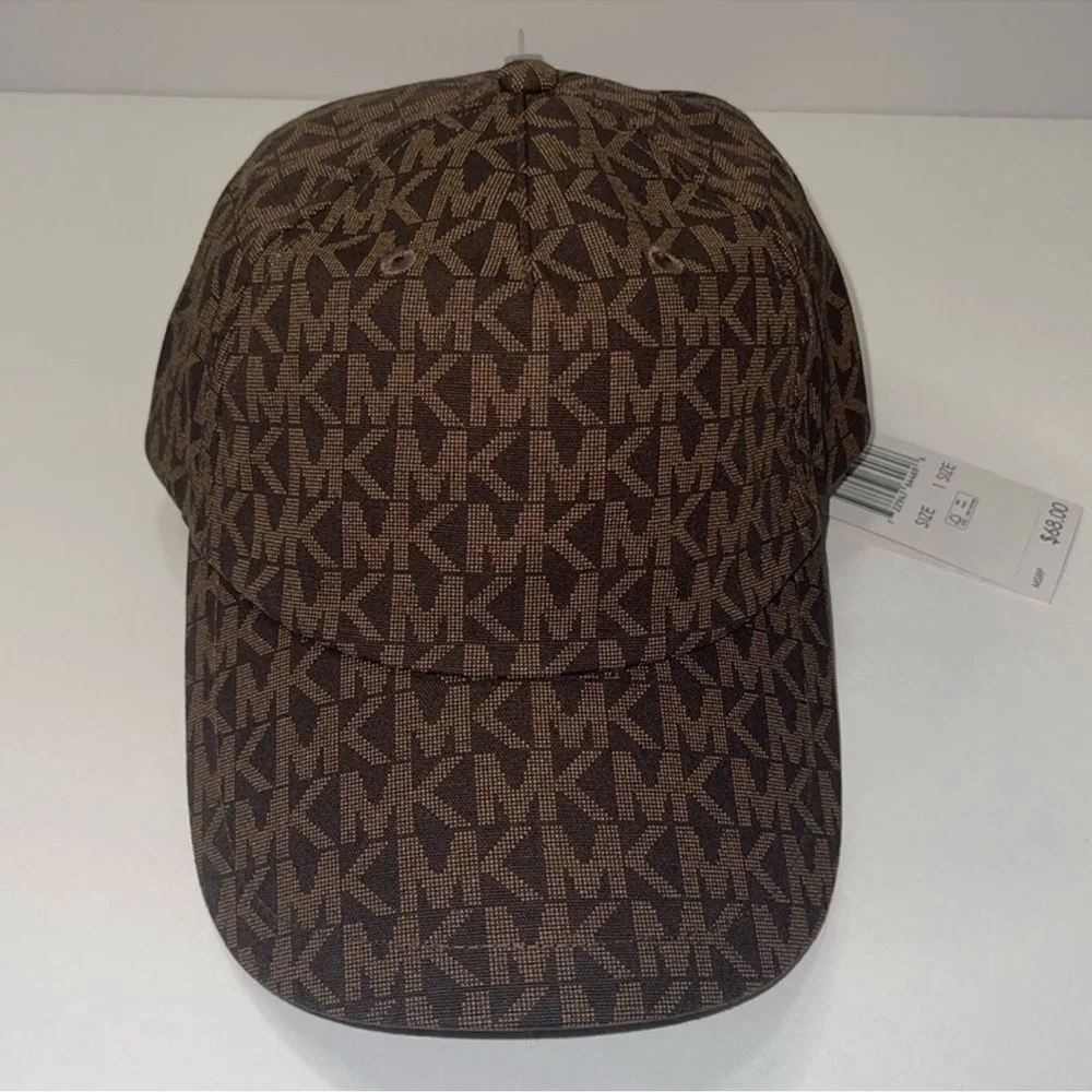 Michael Kors Signature MK Logo Baseball Cap Hat, Brown One Size.NWT